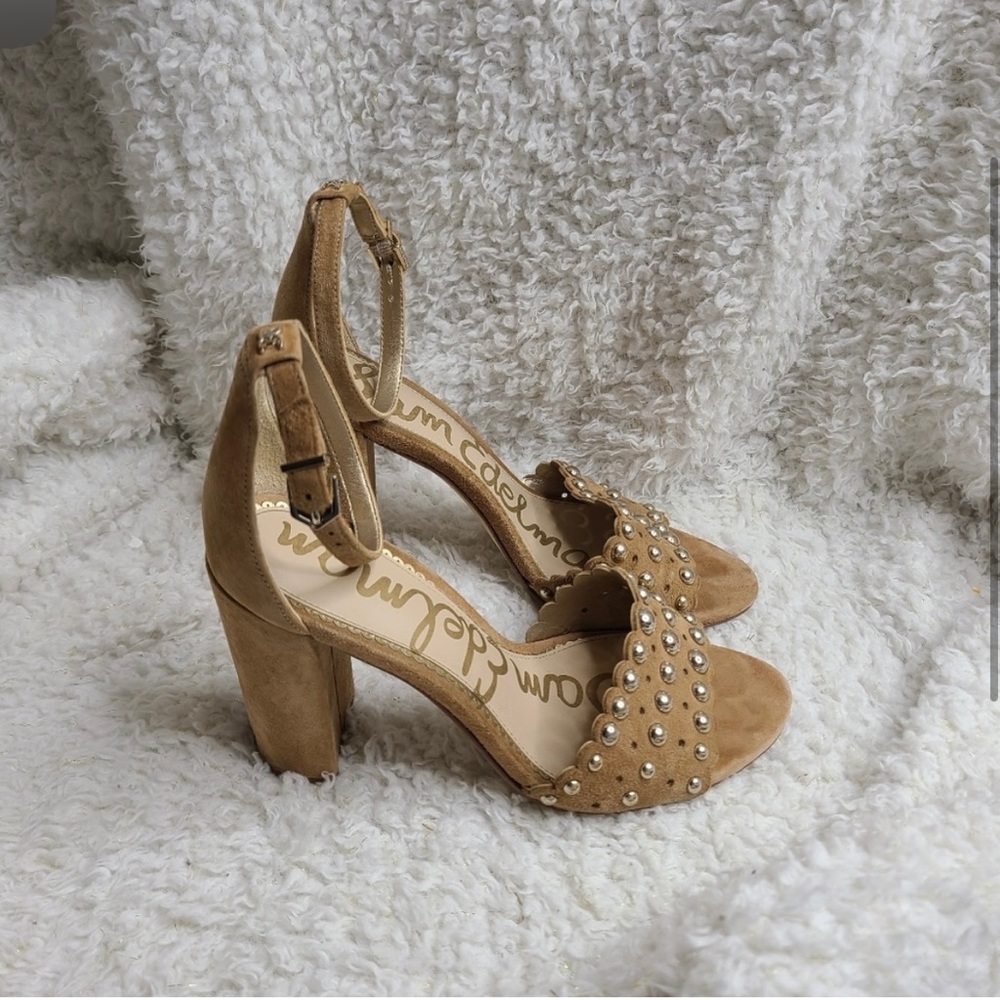 Sam Edelman “Yaria” Studded Tan Heeled Sandals sz 8